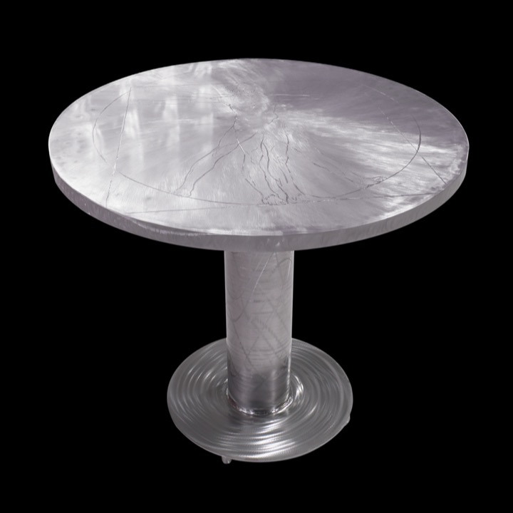 An etched side table made for Coloco Inc.